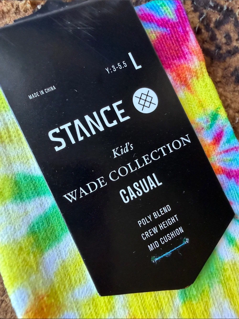 Stance Kid’s WADE COLLECTION Tie-Dye Crew Socks — Yellow, Blue, Pink, Green
